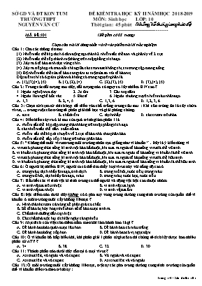 Đề kiểm tra học kỳ II môn Sinh học Lớp 10 - Mã đề 101 - Năm học 2018-2019 - Trường THPT Nguyễn Văn Cừ